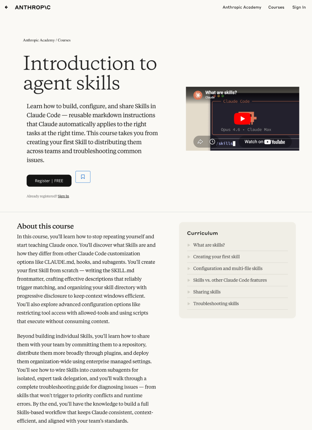 Introduction to agent skills — Anthropic Academy